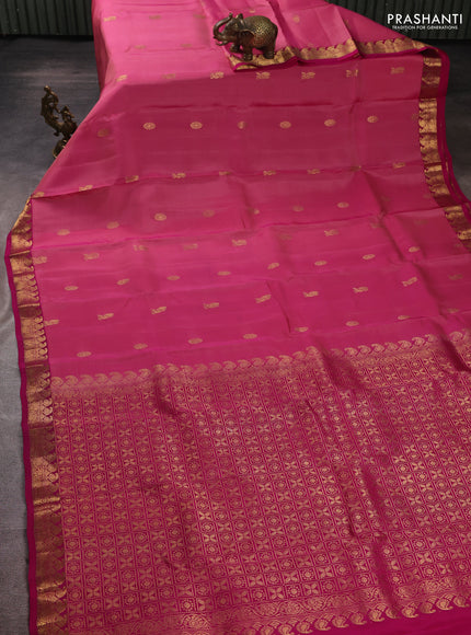 Kanchipuram silk saree mauve pink and pink with zari woven buttas and small zari woven border