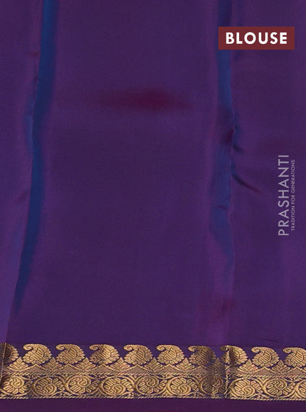 Kanchipuram silk saree teal green and dual shade pink with zari woven buttas and small zari woven border