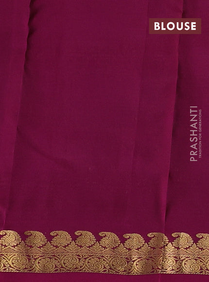 Kanchipuram silk saree dual shade of elaichi green and magenta pink with zari woven buttas and small zari woven border