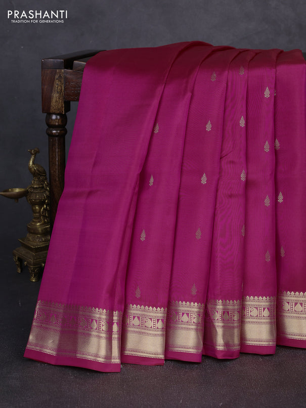 Kanchipuram silk saree pink with allover zari woven buttas and rich zari woven border