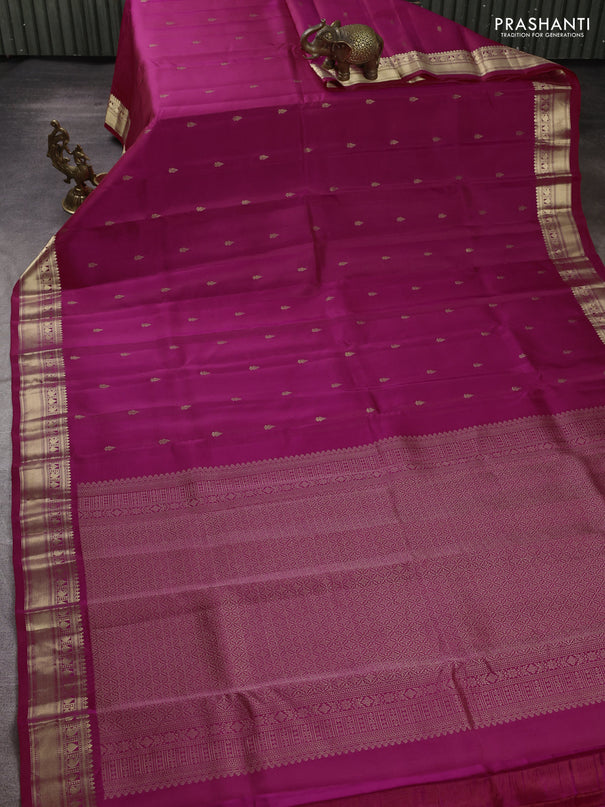 Kanchipuram silk saree pink with allover zari woven buttas and rich zari woven border