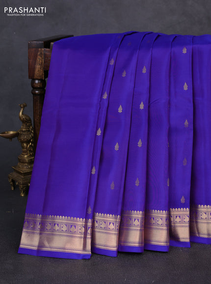 Kanchipuram silk saree violet with allover zari woven buttas and rich zari woven border