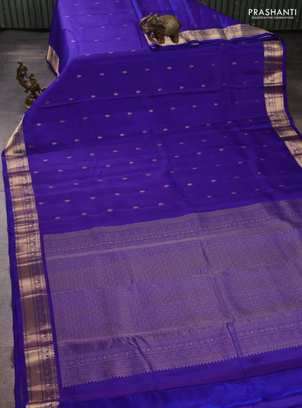 Kanchipuram silk saree violet with allover zari woven buttas and rich zari woven border