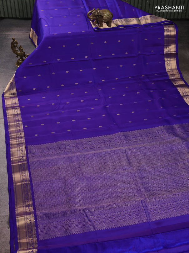 Kanchipuram silk saree violet with allover zari woven buttas and rich zari woven border