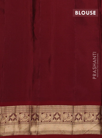 Kanchipuram silk saree green and maroon with allover zari woven buttas and rich zari woven border