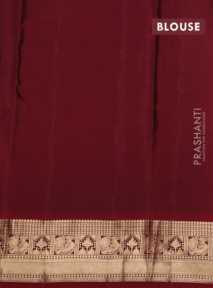 Kanchipuram silk saree sap green and maroon with allover zari woven buttas and rich zari woven border