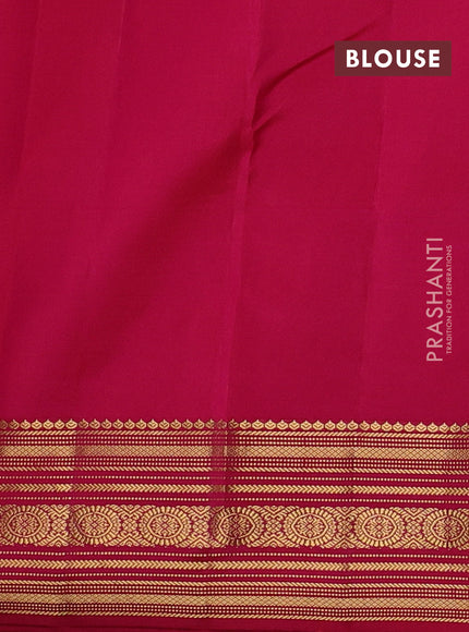 Kanchipuram silk saree sunset orange and pink with allover zari woven buttas and zari woven border