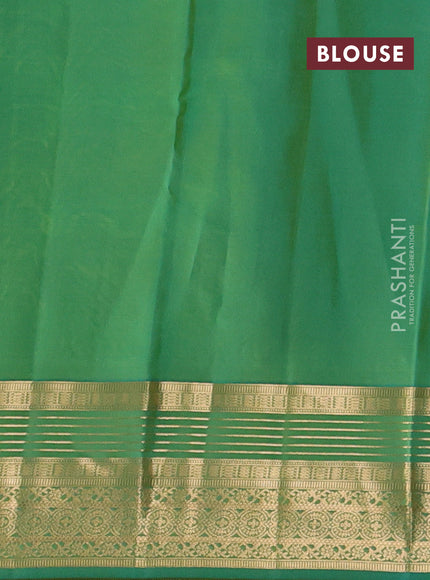 Kanchipuram silk saree lime yellow and teal green with allover zari woven buttas and zari woven border