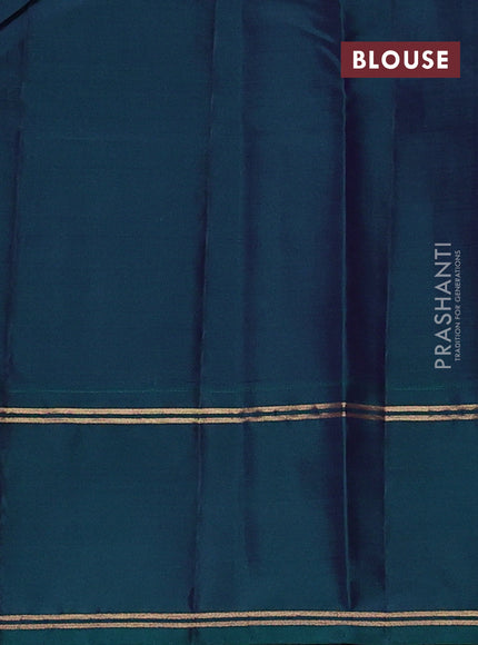 Kanchipuram silk saree violet and peacock green with allover zari weaves and rettapet zari woven border