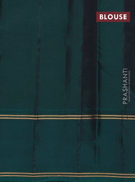 Kanchipuram silk saree mustard green and bottle green with allover zari weaves and rettapet zari woven border