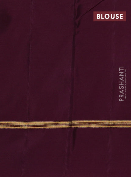 Kanchipuram silk saree rosy borwn and wine shade with zari woven buttas and zari woven simple border