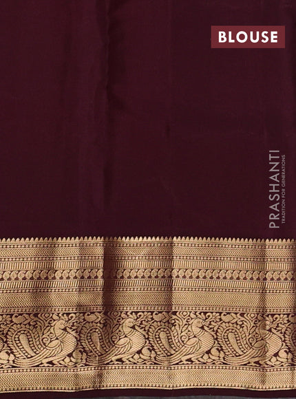 Kanchipuram silk saree rust shade and coffee brown with zari woven buttas and zari woven border