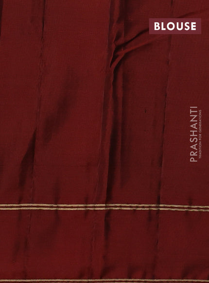 Kanchipuram silk saree peacock blue and maroon with allover zari weaves and rettapet zari woven border