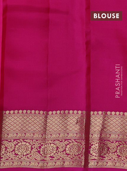 Kanchipuram silk saree dual shade of pinkish orange and pink with zari woven buttas and zari woven border
