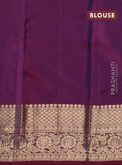 Kanchipuram silk saree cs blue and maroon with allover zari woven buttas and zari woven border