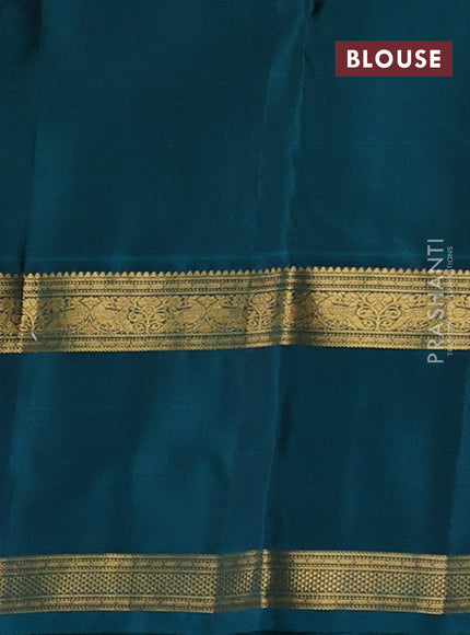 Kanchipuram silk saree maroon and teal green with zari woven buttas and rettapet zari woven border