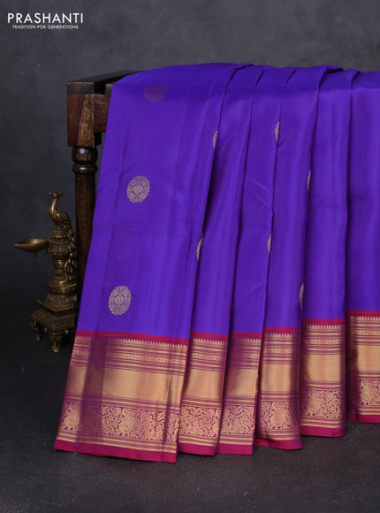 Kanchipuram silk saree violet and dual shade of pink with zari woven buttas and rich zari woven border