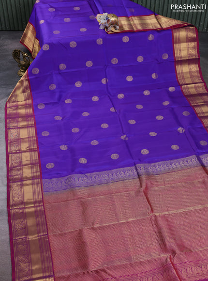 Kanchipuram silk saree violet and dual shade of pink with zari woven buttas and rich zari woven border