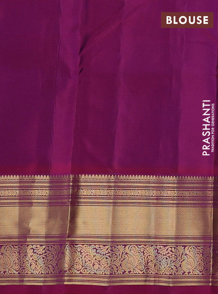 Kanchipuram silk saree violet and dual shade of pink with zari woven buttas and rich zari woven border