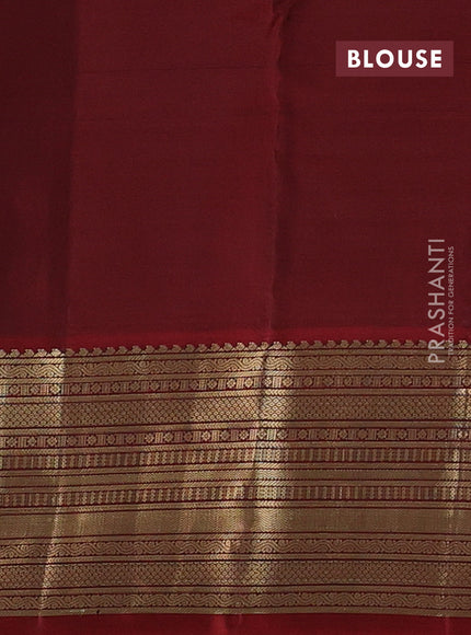 Kanchipuram silk saree green and maroon shade with zari woven buttas and zari woven border