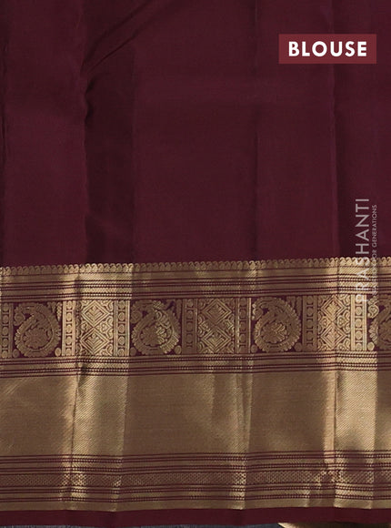 Kanchipuram silk saree mustard yellow and maroon shade with zari woven buttas and rich zari woven border