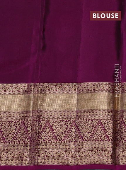 Kanchipuram silk saree mehendi green and magenta pink with allover paisley zari woven buttas and long rich zari woven border