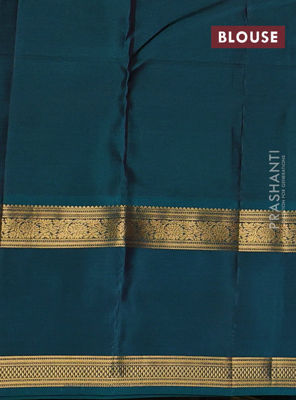 Kanchipuram silk saree mehendi green and peacock green with zari woven buttas and rettapet zari woven border
