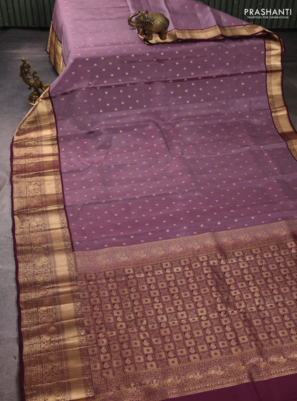 Kanchipuram silk saree rosy brown and coffee brown with allover zari woven 1000 buttas and long rich zari woven border