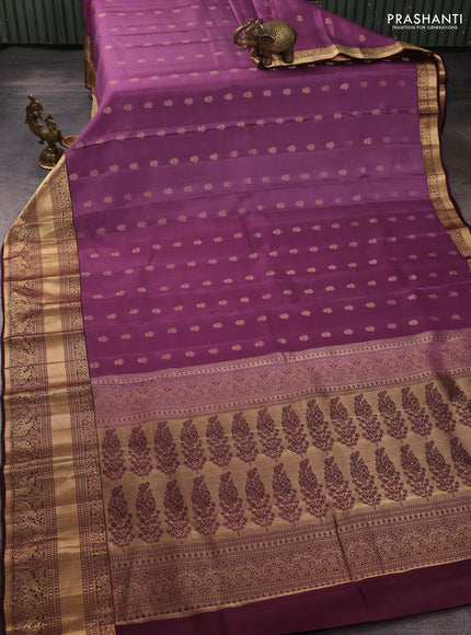 Kanchipuram silk saree onion pink and deep wine with allover zari woven buttas and rich zari woven border