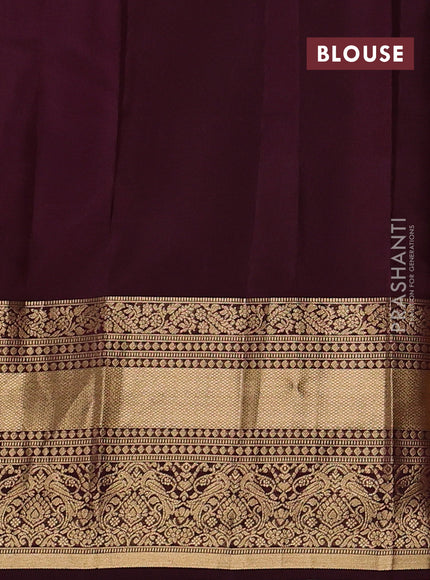Kanchipuram silk saree onion pink and deep wine with allover zari woven buttas and rich zari woven border