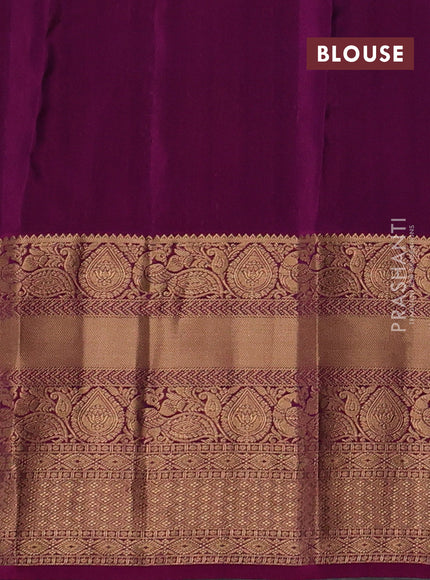 Kanchipuram silk saree peacock blue and magenta pink with allover zari woven 1000 buttas and long rich zari woven border