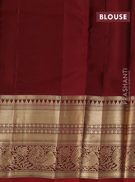Kanchipuram silk saree olive green and maroon with allover zari woven buttas and rich zari woven border