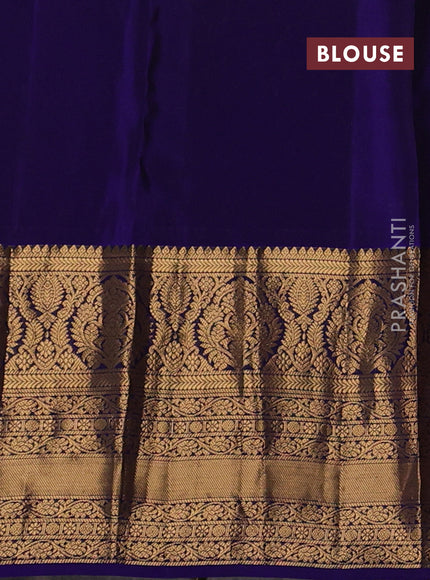 Kanchipuram silk saree brown shade and violet with allover zari woven buttas and long rich zari woven border