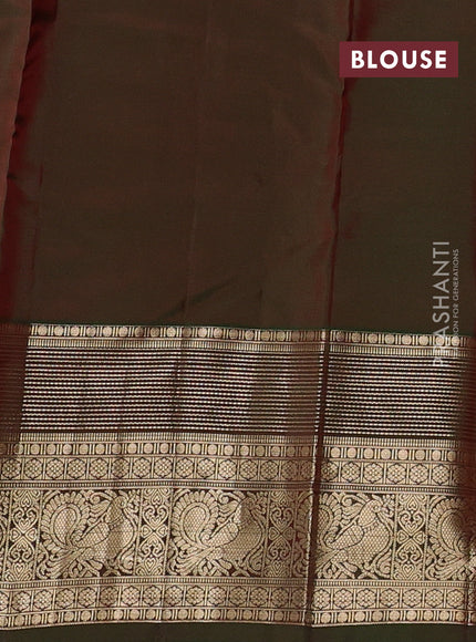 Kanchipuram silk saree red and dual shade of green with allover zari woven buttas and zari woven border