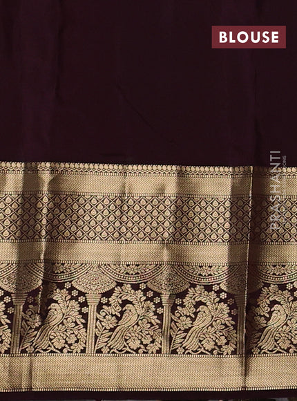 Kanchipuram silk saree rust shade and coffee brown with allover zari woven buttas and long zari woven border
