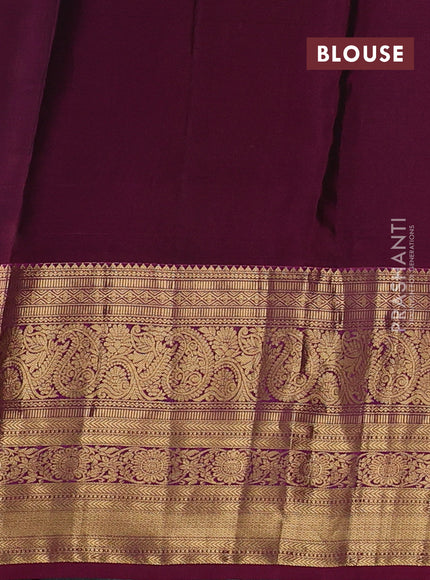 Kanchipuram silk saree peacock green and magenta pink with allover zari woven buttas and long zari woven border