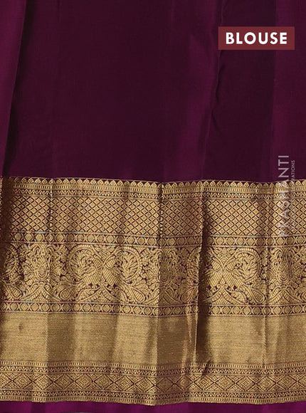 Kanchipuram silk saree mehendi green and magenta pink with allover zari woven buttas and long rich zari woven border