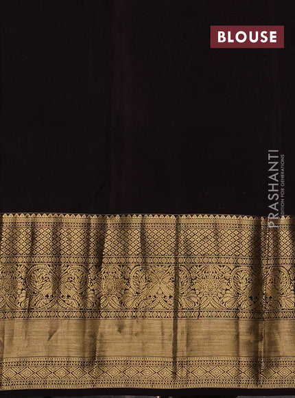 Kanchipuram silk saree greyish blue and coffee brown with allover zari woven buttas and long rich zari woven border
