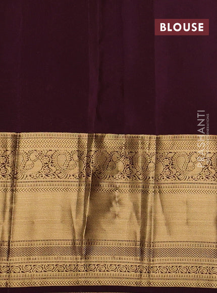 Kanchipuram silk saree mauve pink and wine shade with allover zari woven buttas and long rich zari woven border
