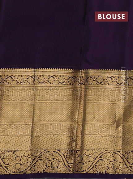 Kanchipuram silk saree green and purple with allover zari woven 1000 buttas and long rich zari woven border