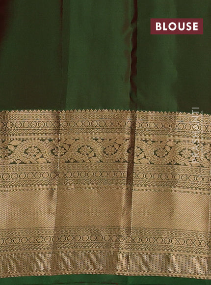 Kanchipuram silk saree red and green with allover zari woven buttas and long rich zari woven border