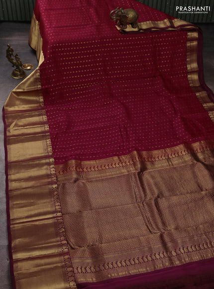 Kanchipuram silk saree pink and magenta pink with allover zari woven 1000 buttas and long rich zari woven border