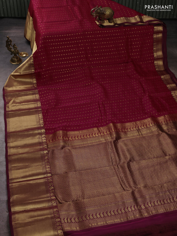 Kanchipuram silk saree pink and magenta pink with allover zari woven 1000 buttas and long rich zari woven border