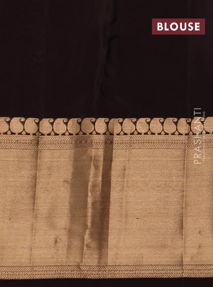 Kanchipuram silk saree pastel purple and coffee brown with allover zari woven 1000 buttas and long rich zari woven border