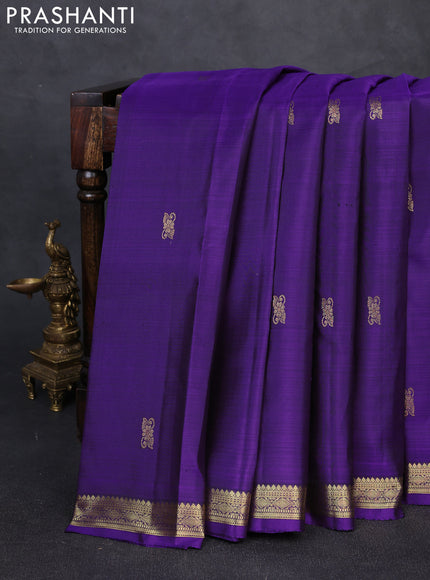 Pure kanchipuram silk saree violet with zari woven buttas and small zari woven border