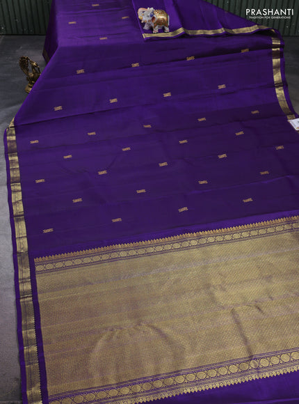 Pure kanchipuram silk saree violet with zari woven buttas and small zari woven border