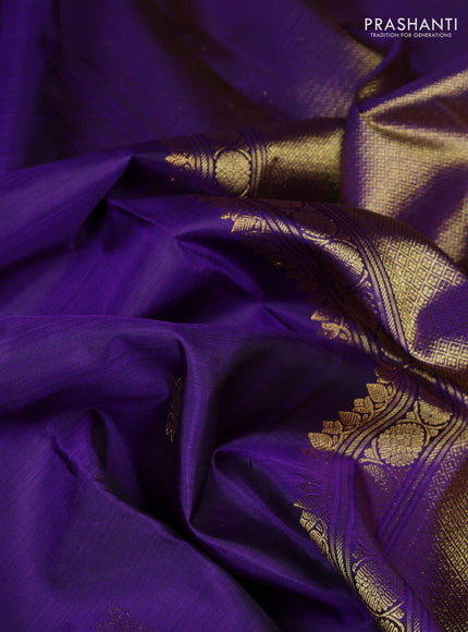 Pure kanchipuram silk saree violet with zari woven buttas and small zari woven border