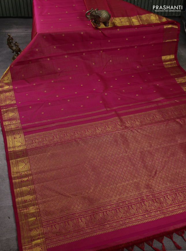 Pure kanchipuram silk saree pink with allover vairaosi pattern & zari woven buttas and zari woven border