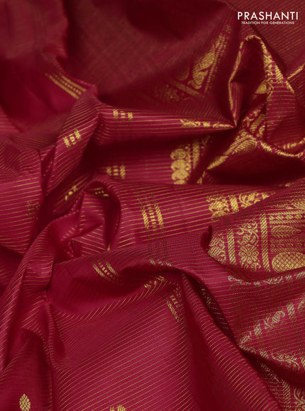 Pure kanchipuram silk saree red with allover vairaosi pattern & zari woven buttas and zari woven border