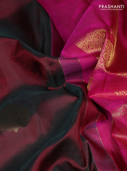 Pure kanchipuram silk saree coffee brown and pink with zari woven buttas and rich zari woven border